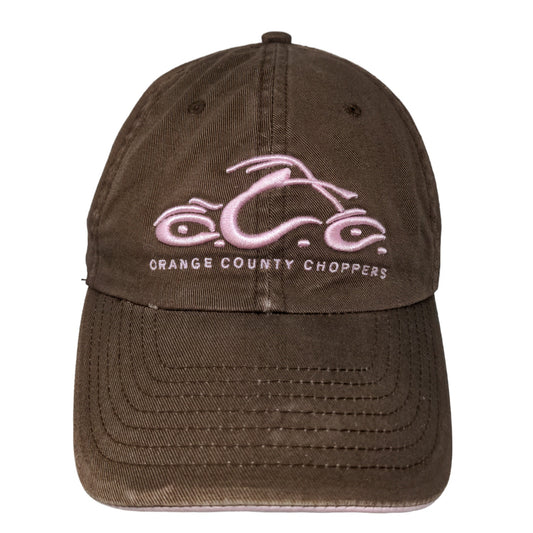 Orange County Choppers Women's Strapback Hat Brown Pink OSFA Embroidered Logo