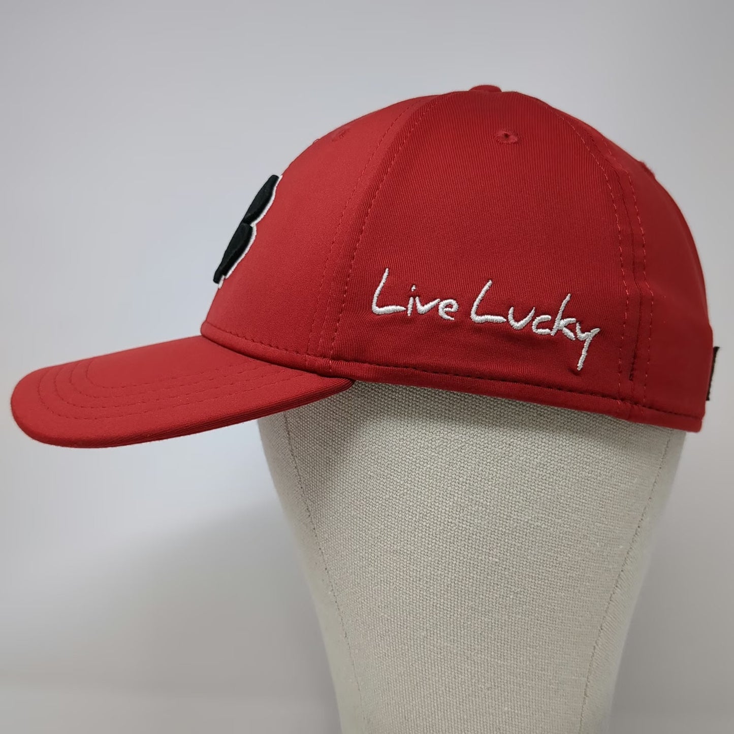 Black Clover Baseball Cap Red M Live Lucky Clover Logo Stretch Performance Hat