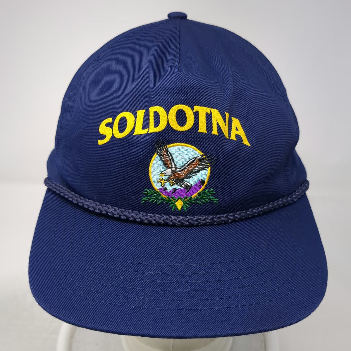 HS Headwear 5 Panel Blue One Size Soldotna Alaska Eagle Rope Hat Snapback Twill