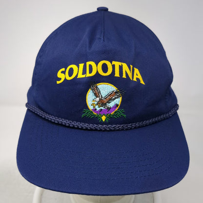 HS Headwear 5 Panel Blue One Size Soldotna Alaska Eagle Rope Hat Snapback Twill