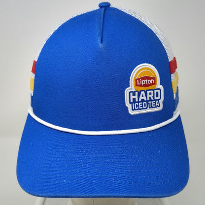 Lipton Hard Iced Tea Blue Trucker Hat One Size Mesh Snapback Side Stripes Rope