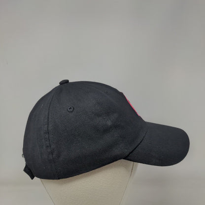 Smiley Face Strapback Hat Black One Size Adjustable Embroidered 6 Panel Cotton