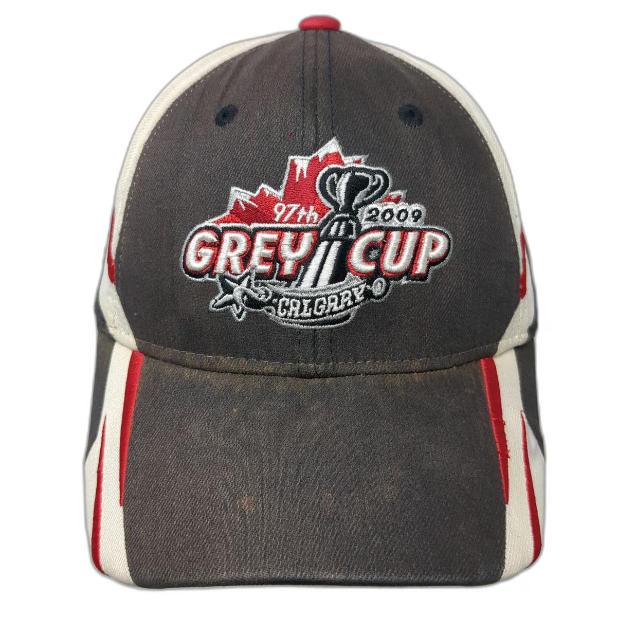Reebok CFL Grey Cup 2009 Calgary Hat Black White Red One Size Flex Fit 97th Logo
