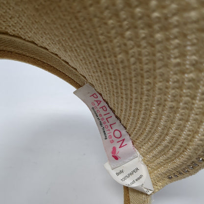 Papillon Clip On Sun Visor Hat Tan One Size Solid Pearl Embellished