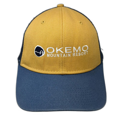 Ouray Trucker Hat Yellow Blue OSFM Okemo Mountain Resort Mesh VT 56 Side Patch