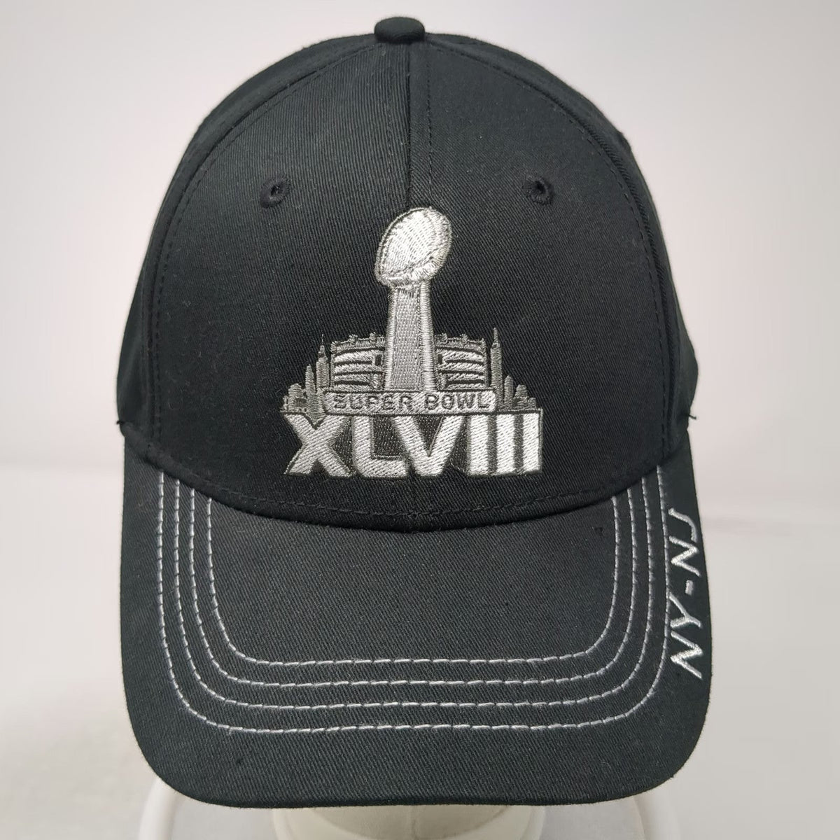 NFL Super Bowl XLVIII Black One Size Cap SAP Logo NY NJ Slideback Adjustable Hat