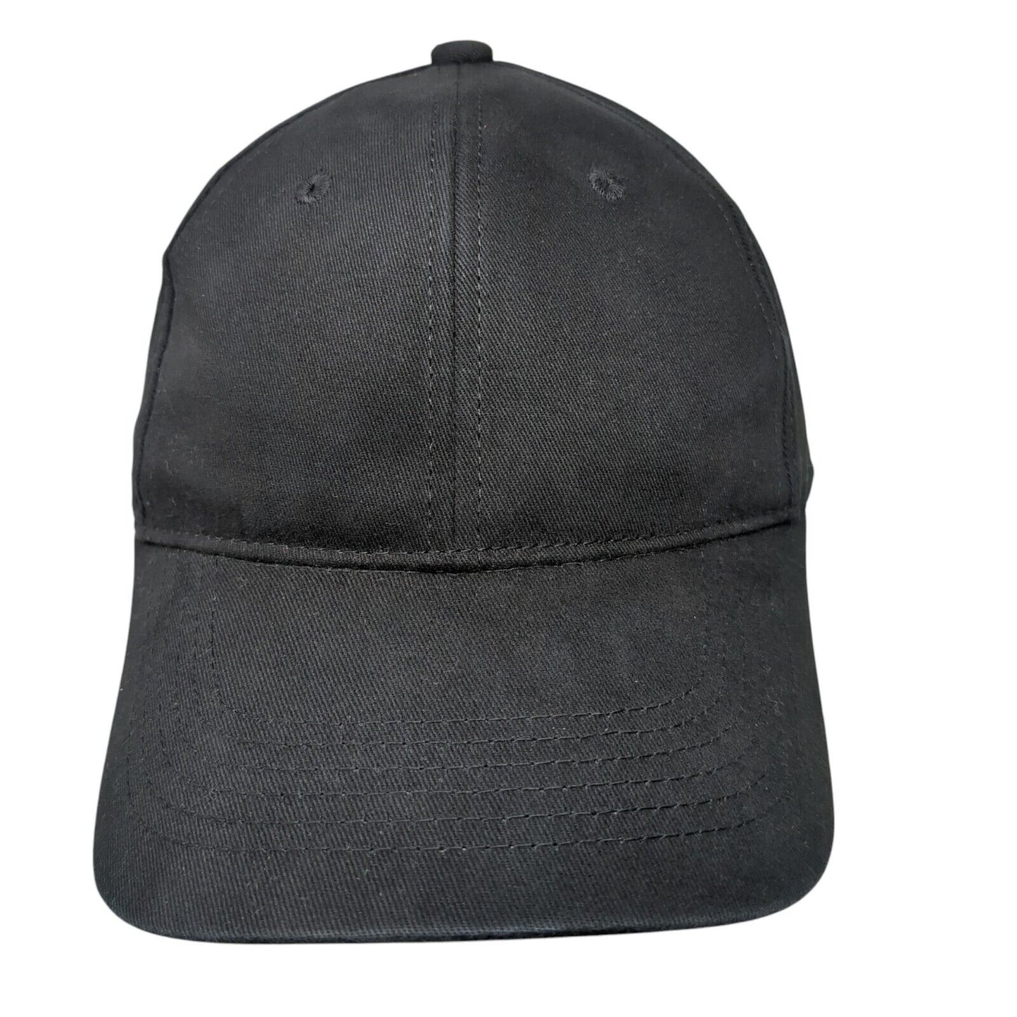George Strapback Hat Black One Size Adjustable Blank 6 Panel Solid
