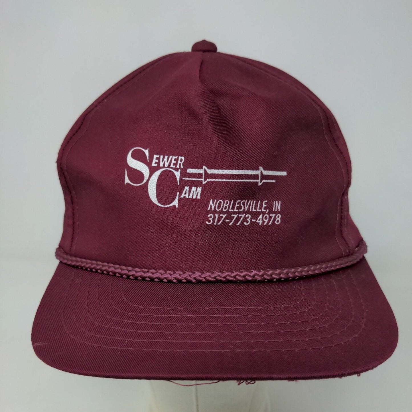 Sewer Cam Men's Snapback Trucker Hat Red Burgundy Size OSFA Graphic Logo Indiana