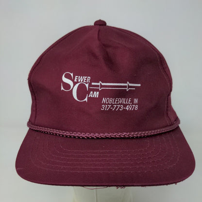 Sewer Cam Men's Snapback Trucker Hat Red Burgundy Size OSFA Graphic Logo Indiana