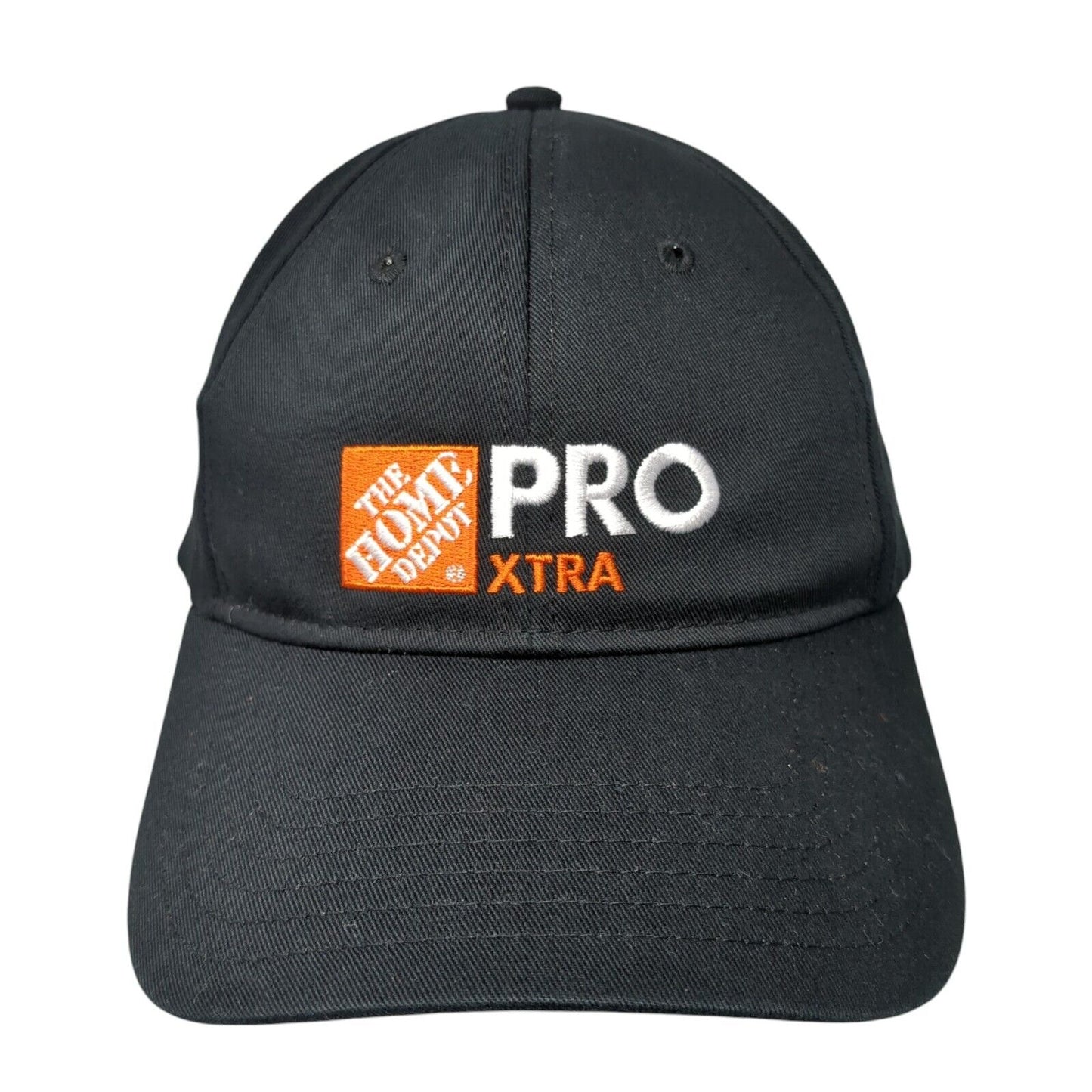 The Home Depot Pro Xtra Strapback Hat Black One Size Adjustable 6 Panel