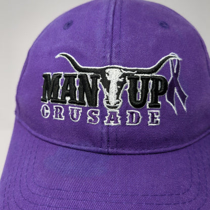 Man Up Crusade Strapback Hat Purple One Size Embroidered Buck's Bags