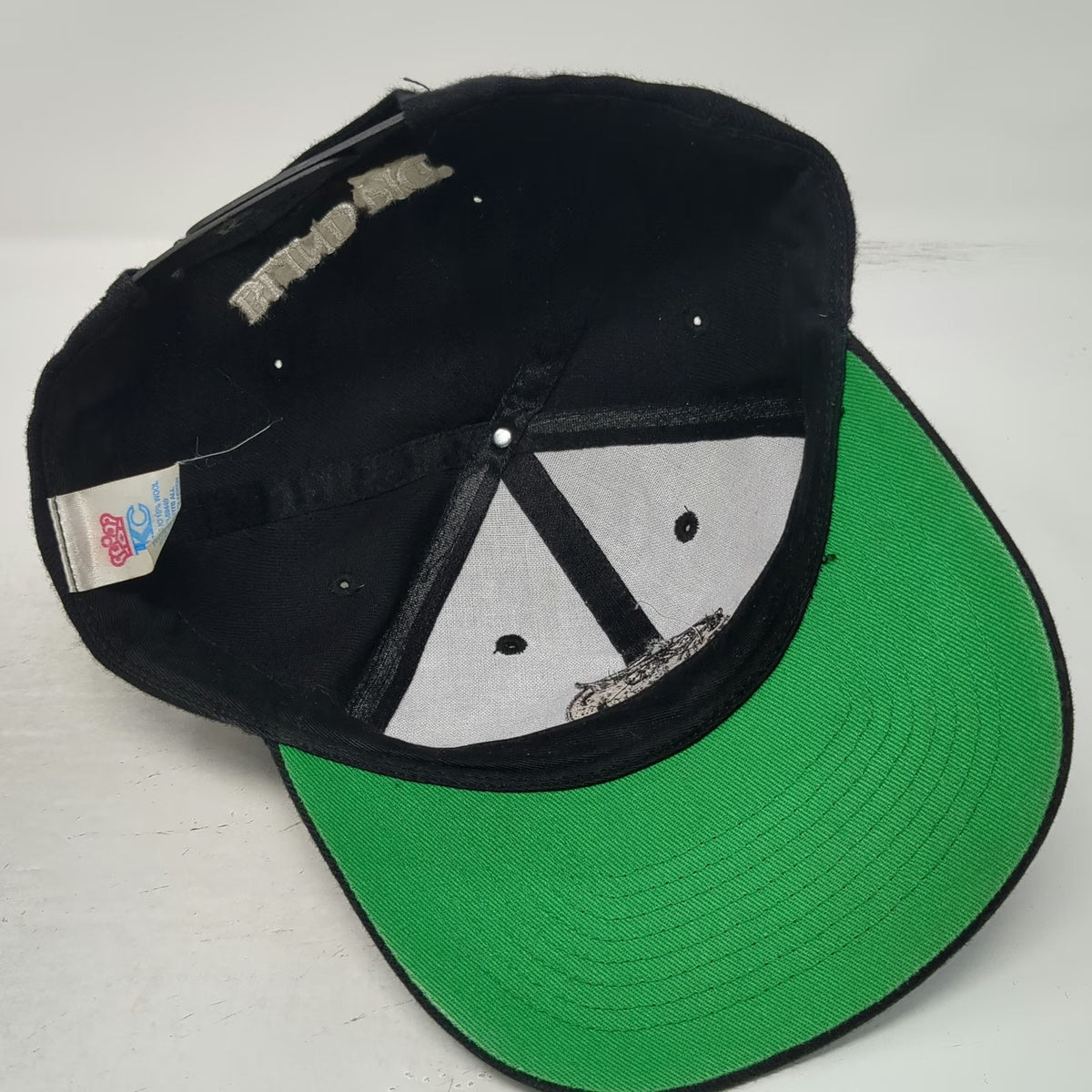 KC Caps Snapback Black Hat One Size Green Underbrim Blind Pig Embroidered Logo
