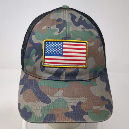 Green Trucker Hat OSFM Camo USA American Flag Patch Mesh Back Snapback Baseball