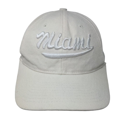 Miami Strapback Hat Cream OSFA Adjustable Embroidered Vent Holes