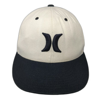 Hurley Baseball Cap White 7 1/4 Fitted Two Tone Embroidered Logo 210 Flexfit Hat