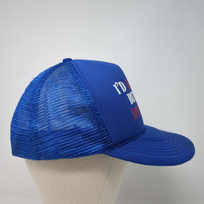 I'd Slap You But S*** Splatters Trucker Hat Blue One Size Adjustable Mesh Back