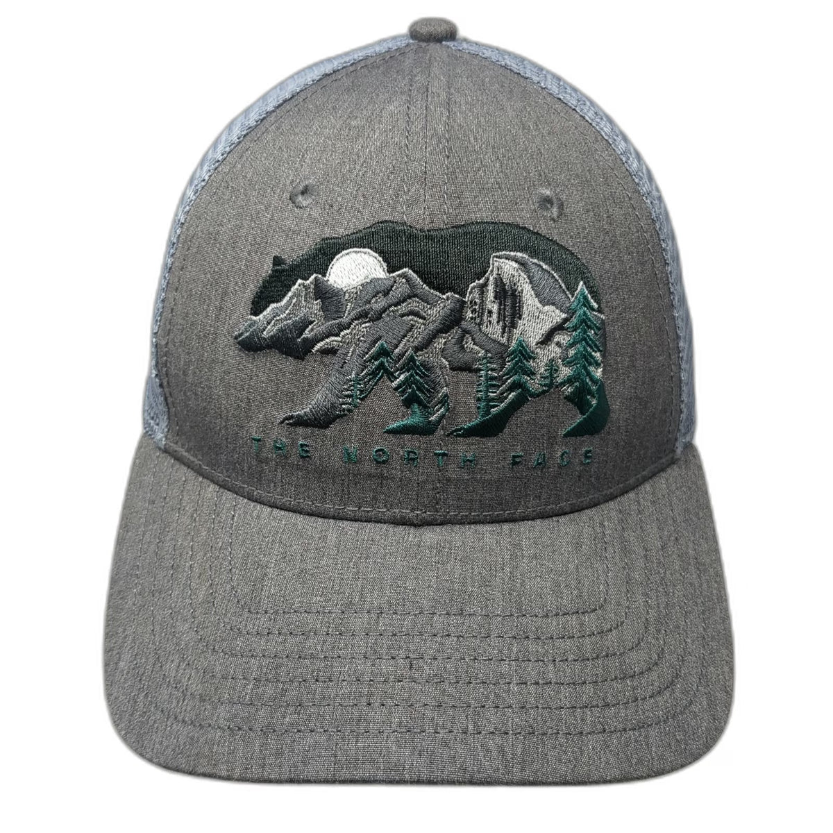 The North Face Trucker Hat Gray One Size Bear Mountain Mesh Snapback Outdoors
