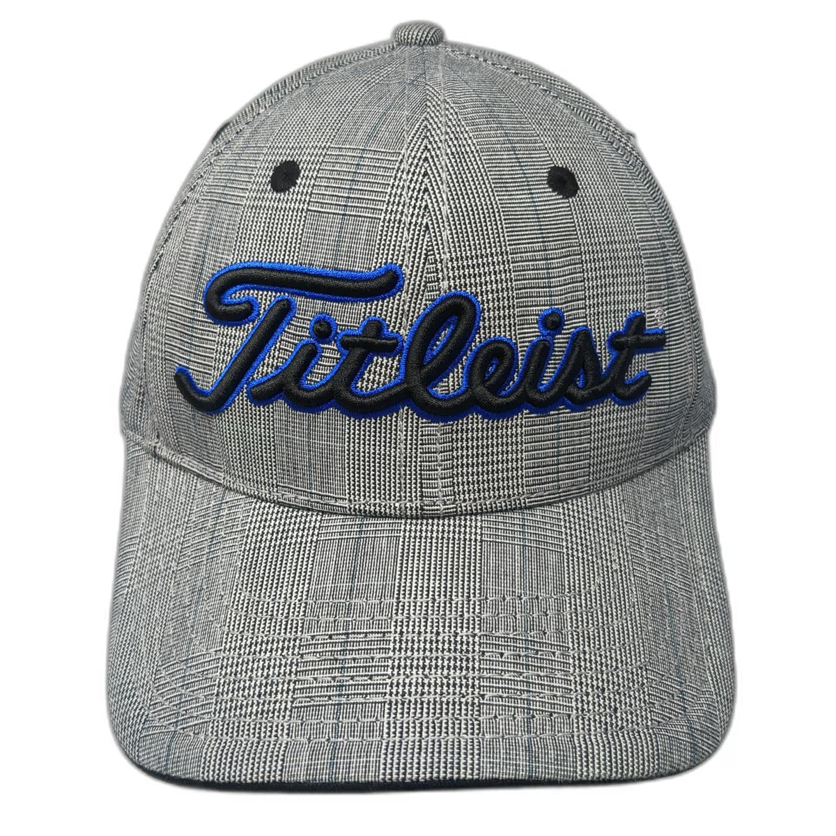 Titleist Baseball Cap Gray One Size Glen Plaid Cotton Adjustable Slideback Hat