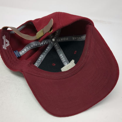 Portland Gear Baseball Cap Red One Size Leather Slideback Wool Blend Hat