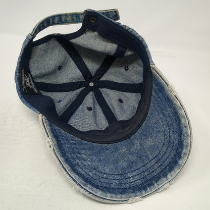 City Hunter USA Baseball Cap Blue One Size Frayed Acid Wash Denim Strapback Hat