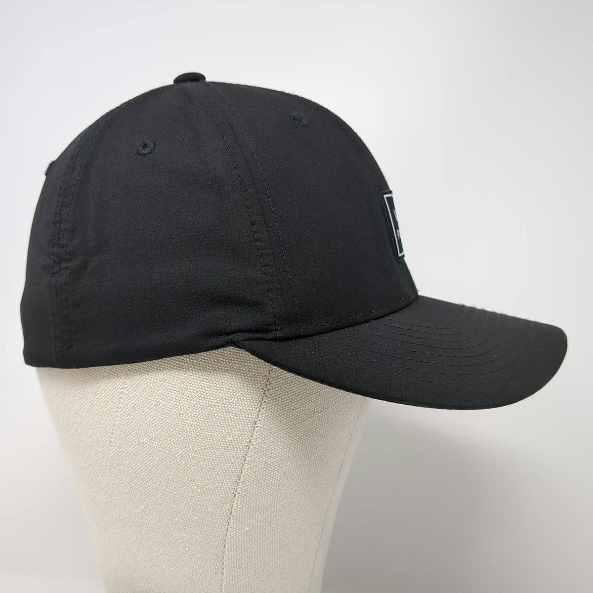 RVCA Baseball Cap Black One Size Logo Patch Flexfit Fitted Stretch Fit Hat