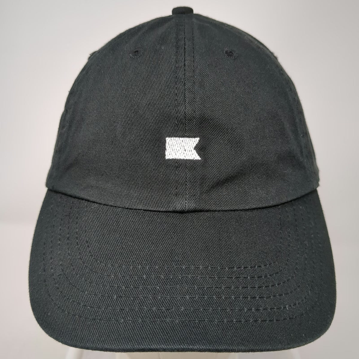 Klaviyo Logo Embroidered Small Flag Black Baseball Cap One Size Slideback Hat