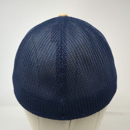 Columbia Baseball Cap Beige Blue Green One Size Mesh Back Leather Patch Hat