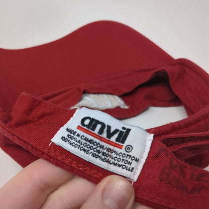 SJM Sun Visor Cap Red One Size Adjustable Strap Lightweight Embroidered Anvil