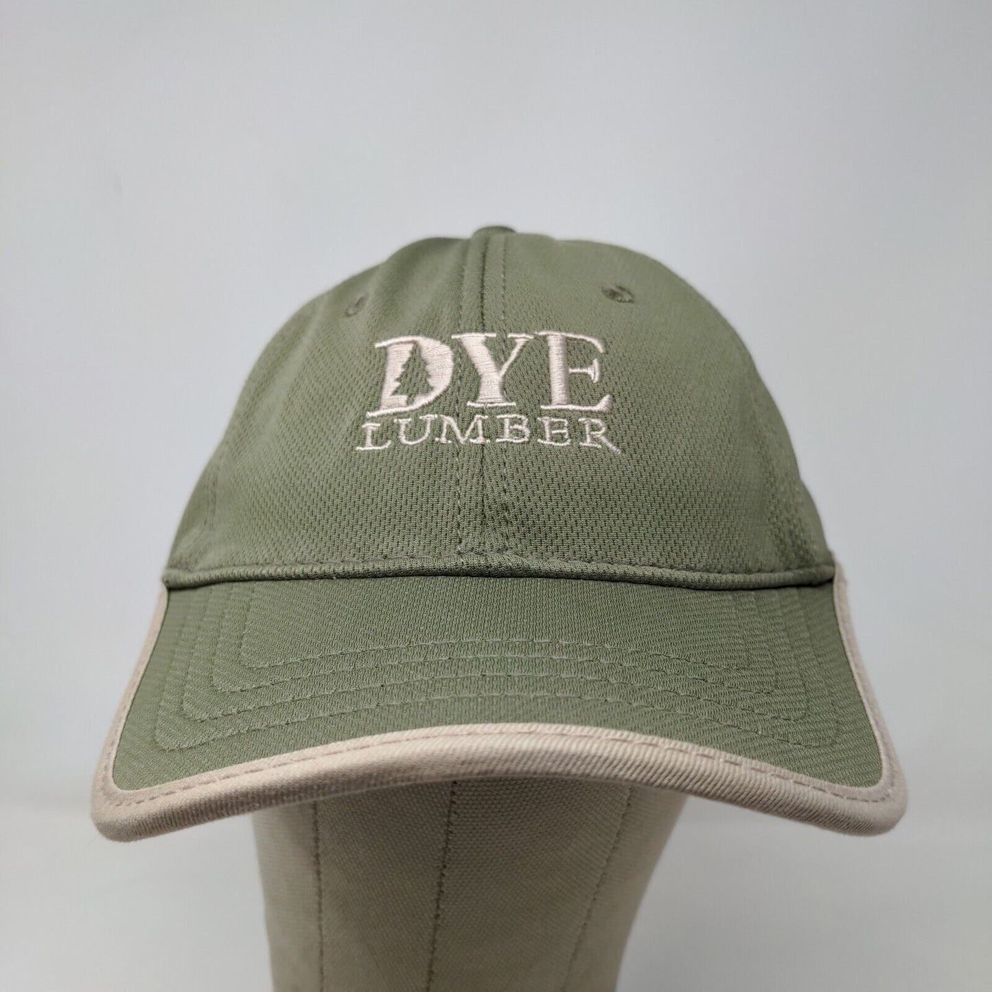 DYE Lumber Men's Slideback Hat Green Beige Adjustable Embroidered Logo