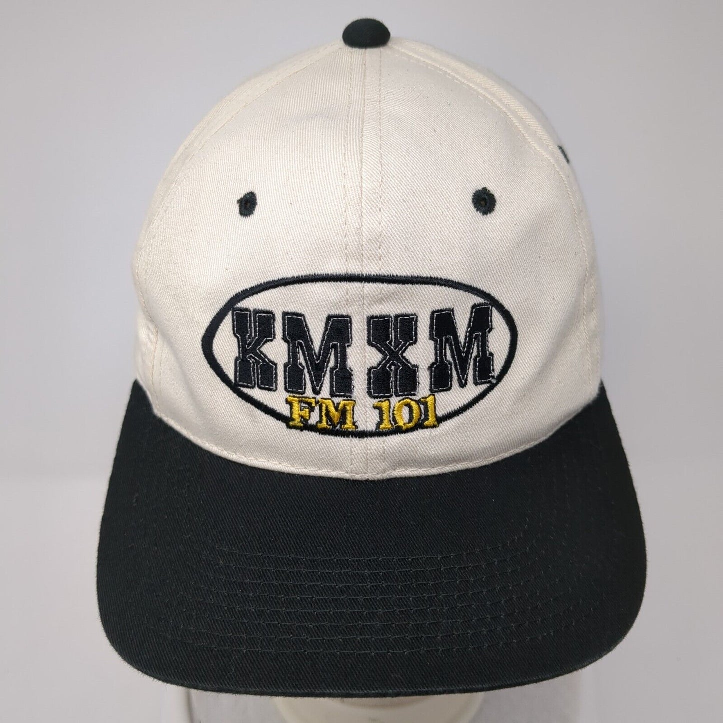 KMXM FM 101 Slideback Hat Tan One Size Adjustable Colorblock 6 Panel
