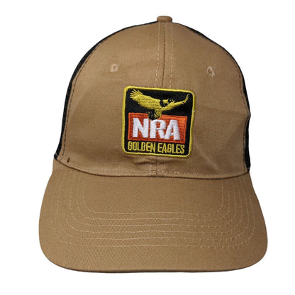 NRA Golden Eagles Snapback Mesh Back Trucker Hat Tan One Size Colorblock