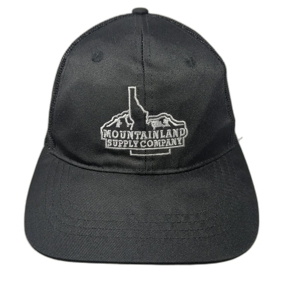 Cap America Trucker Hat Black One Size Mountainland Supply Company Idaho Mesh
