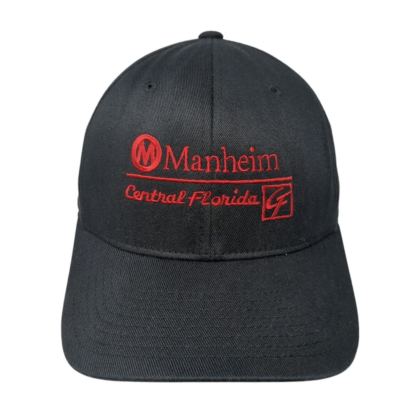 Manheim Central Florida Fitted Baseball Cap Black S/M 6 Panel Flexfit Yupoong