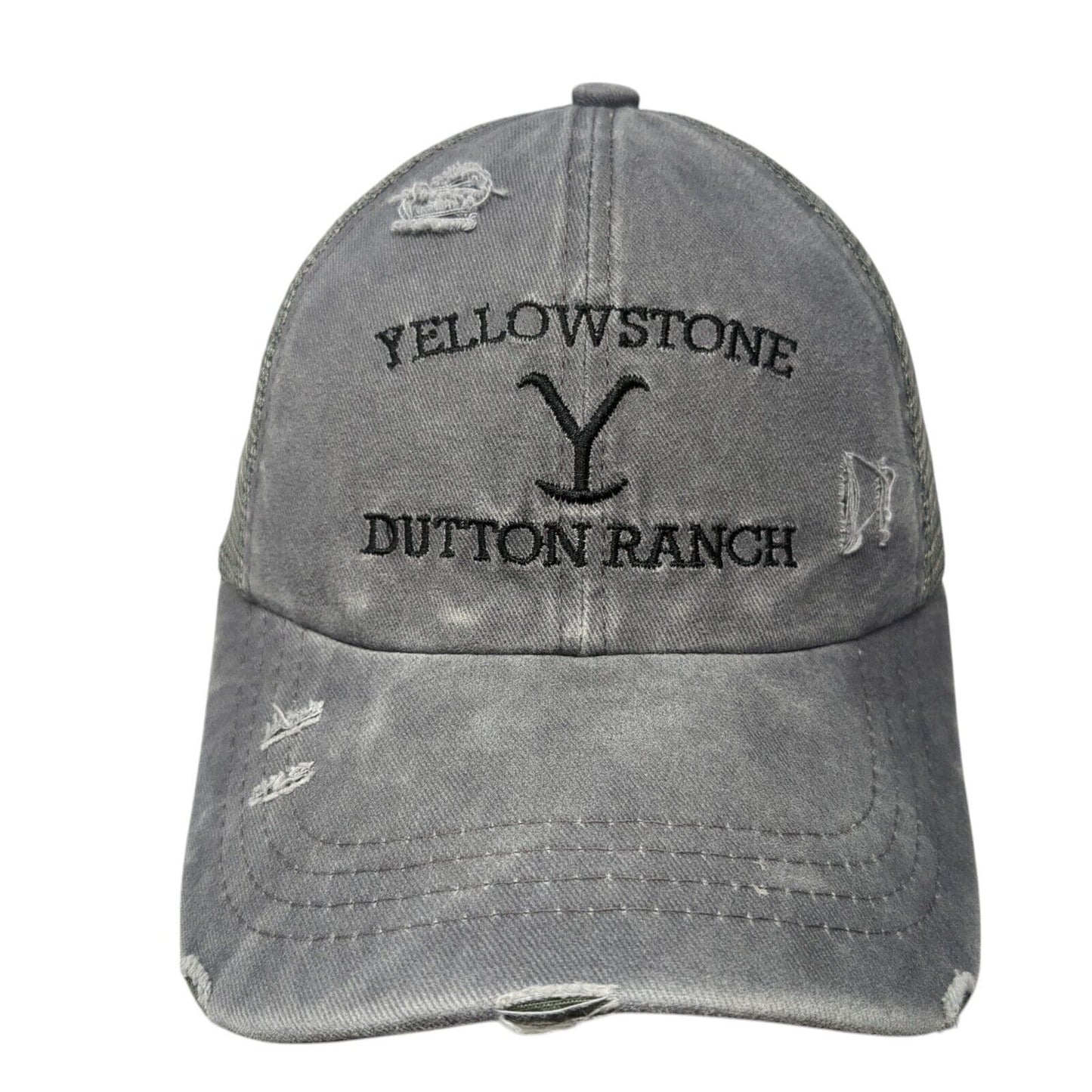 Yellowstone Dutton Ranch Strapback Trucker Hat Gray One Size Ponytail
