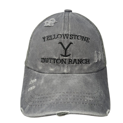Yellowstone Dutton Ranch Strapback Trucker Hat Gray One Size Ponytail