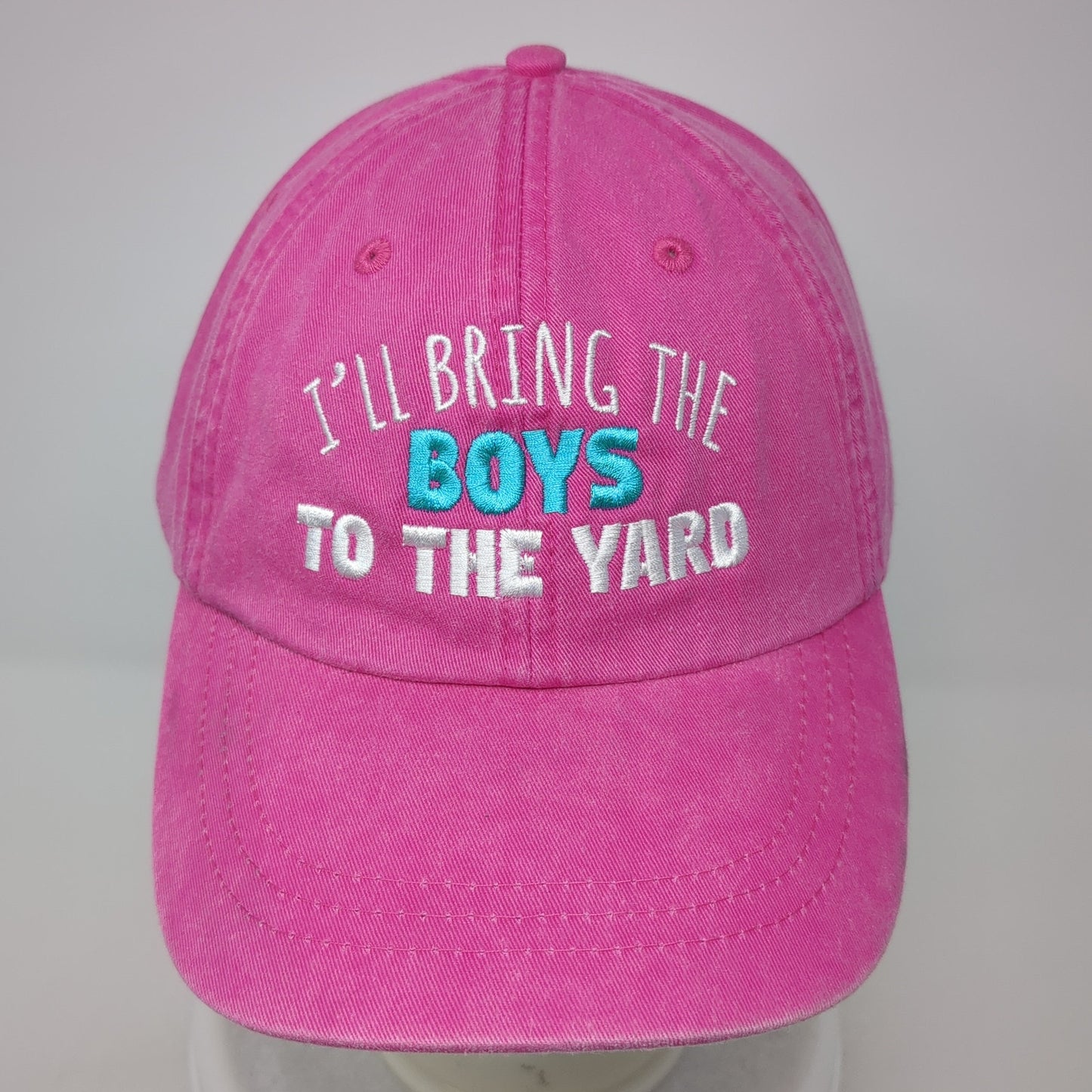 I'll Bring The Boys To The Yard Baseball Cap Pink One Size Adjustable Adams
