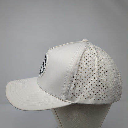 Top Notch Real Estate Snapback Hat White Cream Adjustable Zipped Black Hawk