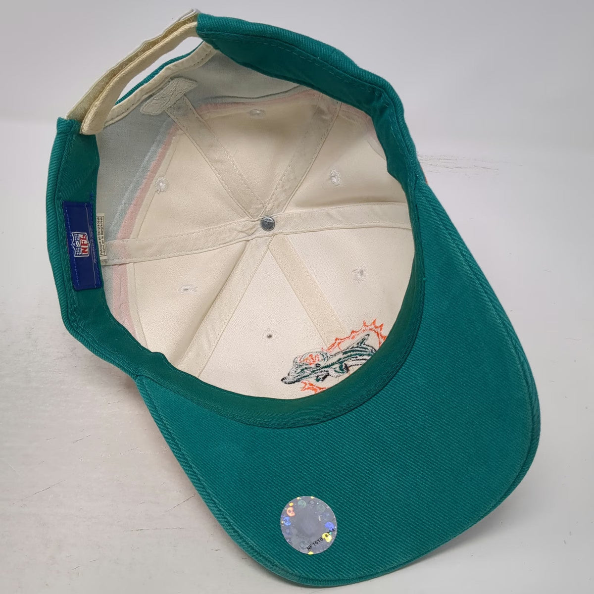 Miami Dolphins NFL Reebok Cap Hat Beige Blue Orange One Size Strapback Shield