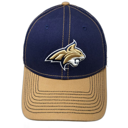 New Era Montana State Bobcats NCAA Blue M 39THIRTY Mesh Cap Stretch Cats Logo