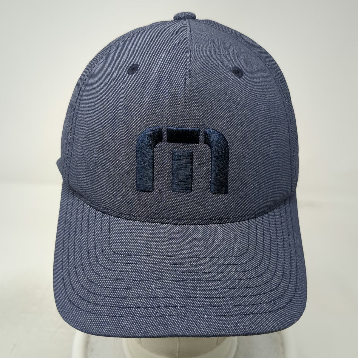 TravisMathew 5 Panel Hat Blue XL Fitted Flexfit Embroidered Logo Curved Brim