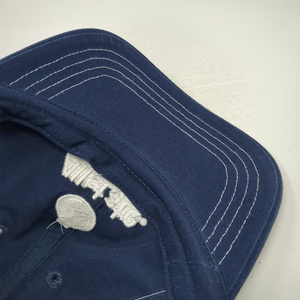 Allstate Logo Baseball Cap Blue One Size White Contrast Stitching Strapback Hat