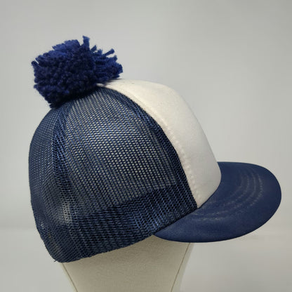 Blue White Trucker Hat Mesh Back Pom Pom Snapback Foam Front Cap Vintage