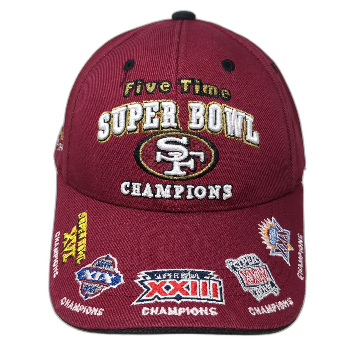San Francisco 49ers NFL Reebok Red One Size Super Bowl Multi Logo Champions Cap