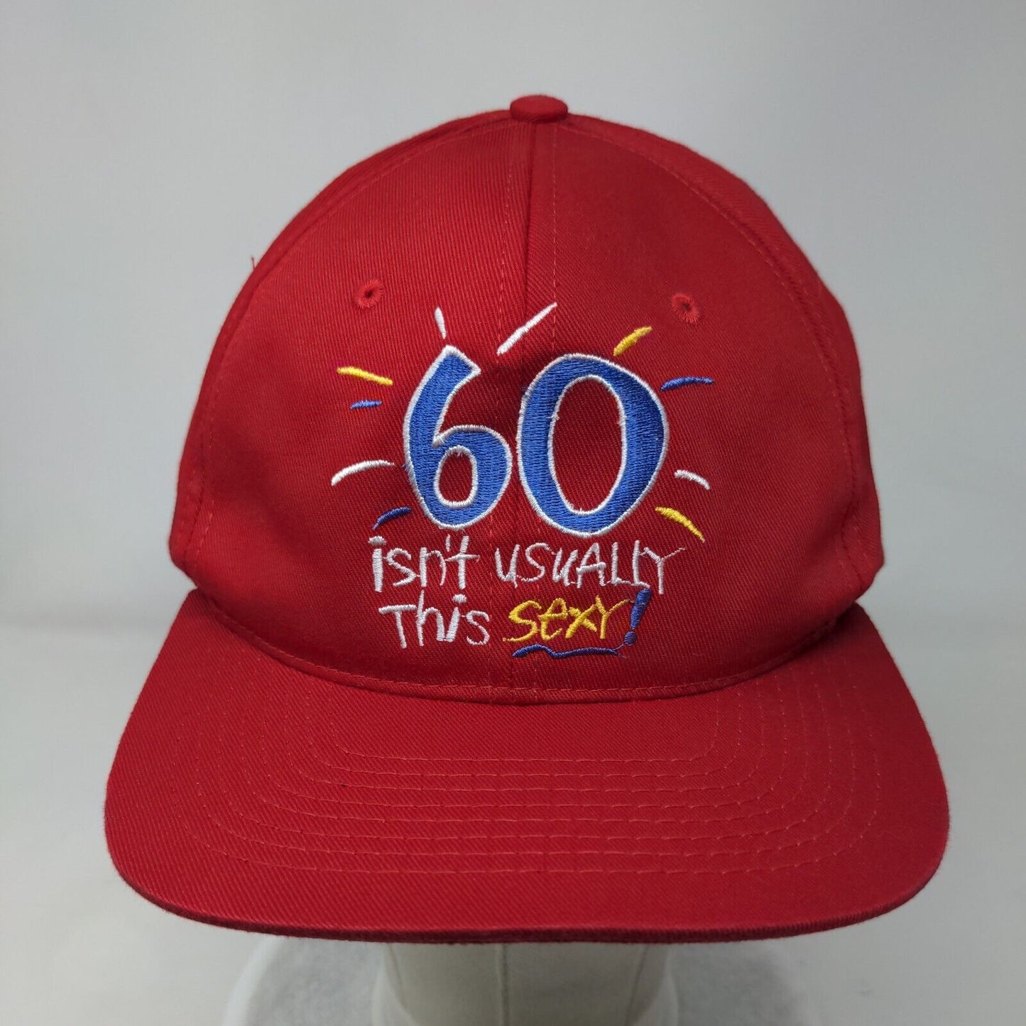60 Isn't Usually This Sexy Snapback Hat Red OSFA Adjustable Embroidered Shoebox