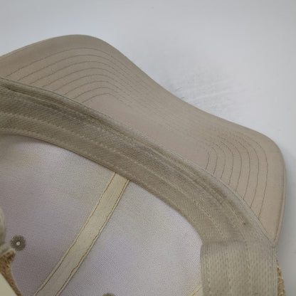 Columbia Trucker Hat Beige One Size Mesh Snapback Patch Logo Polyester Trail