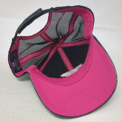 Mossy Oak Baseball Cap Black Pink Camo One Size Mesh Back Strapback Hat