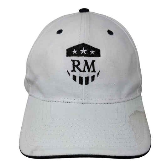 RM Strapback Hat White OSFM Embroidered Logo Adjustable Hit Wear