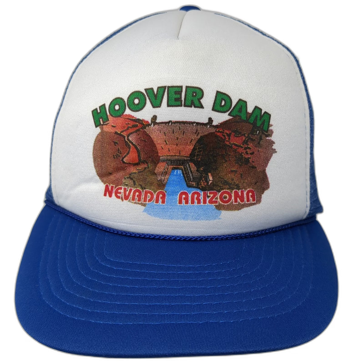 Blue White Hoover Dam Trucker Hat One Size Mesh Snapback Souvenir Arizona Nevada