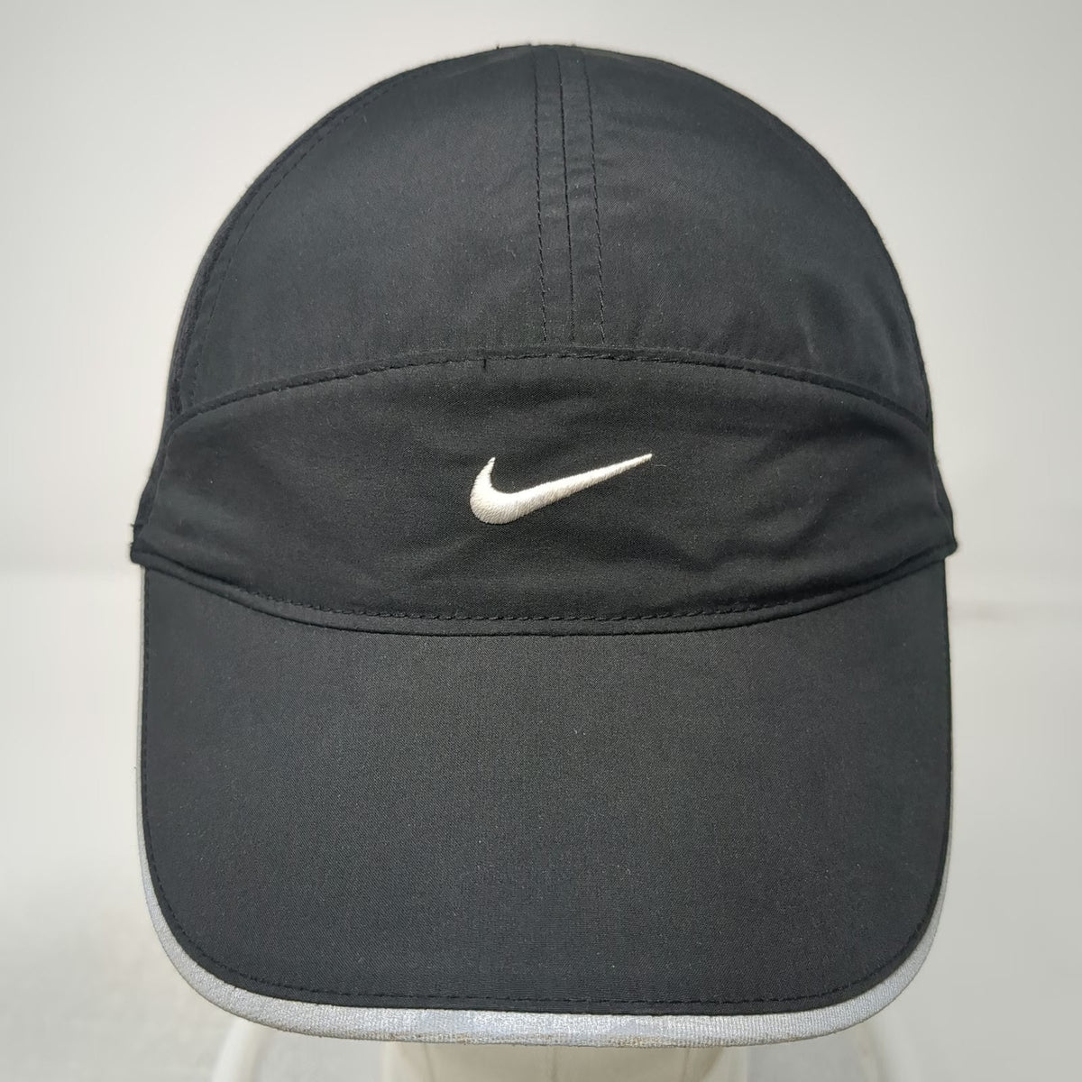 Nike Baseball Cap Black One Size Mesh Strapback Reflective Swoosh Running Hat