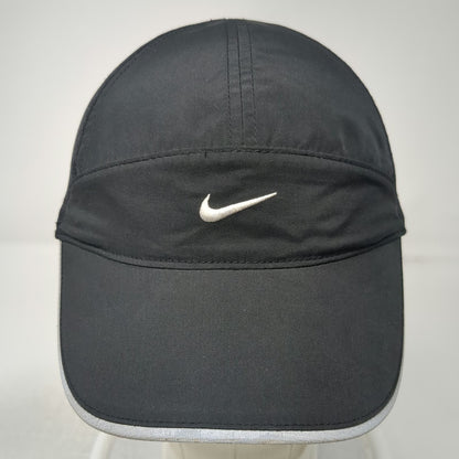 Nike Baseball Cap Black One Size Mesh Strapback Reflective Swoosh Running Hat